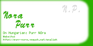nora purr business card